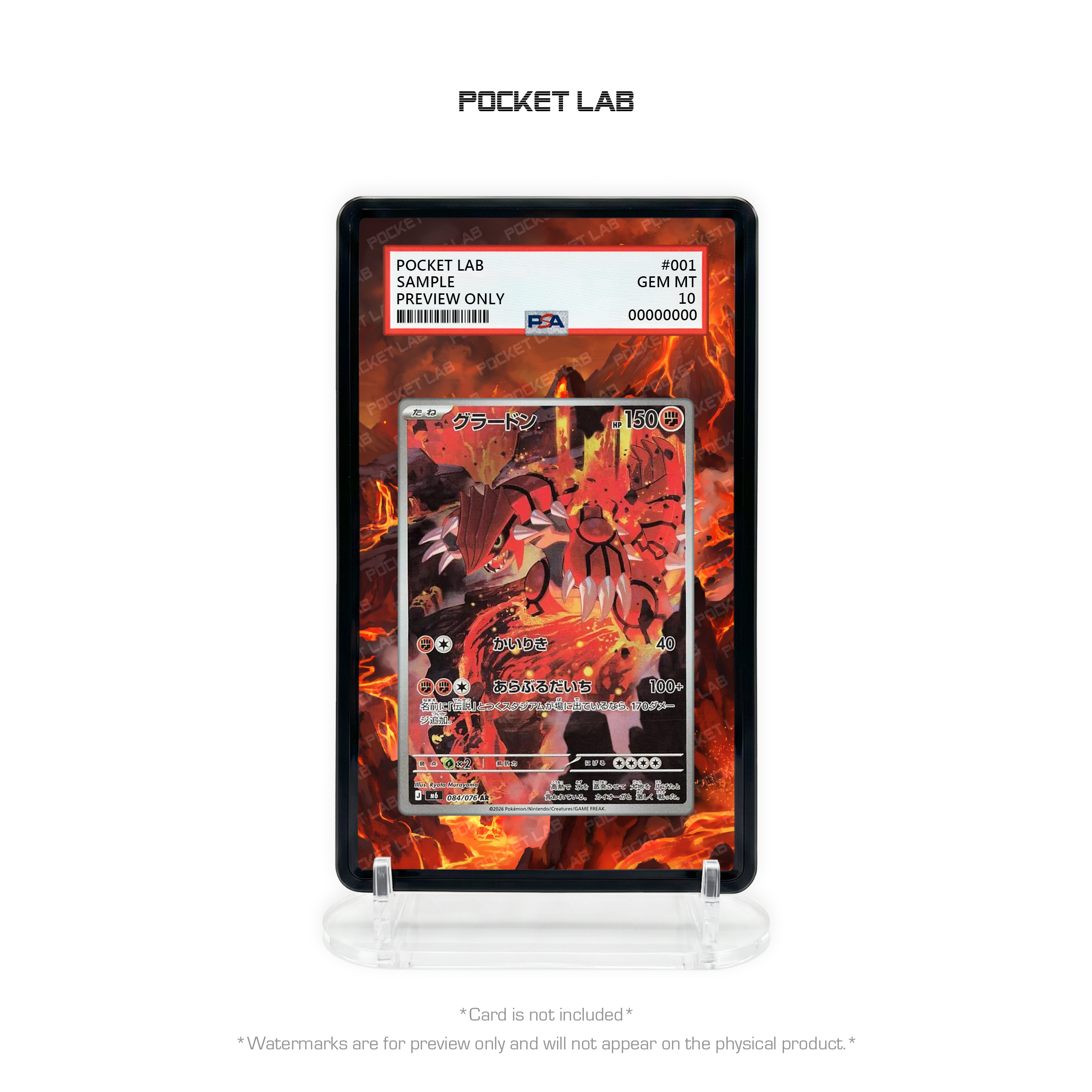 [M6] Groudon AR [084/076] - PSA Extended Artwork Display with Protective Case