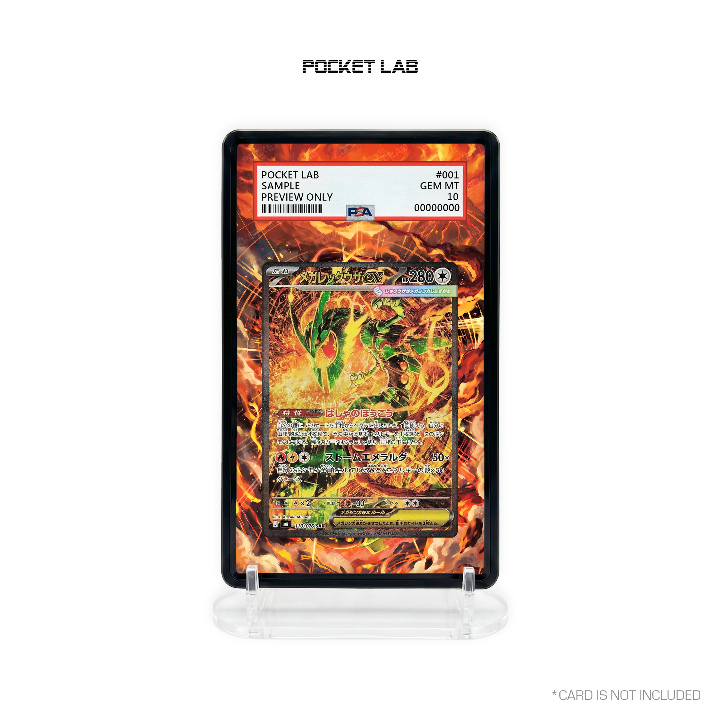 [M6] MEGA Rayquaza ex SAR [110/076] - PSA Extended Artwork Display with Protective Case